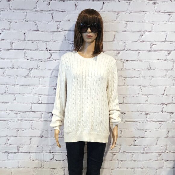 GAP - Classic angora blend cream long sleeve pullover cable knit sweater - Picture 6 of 10